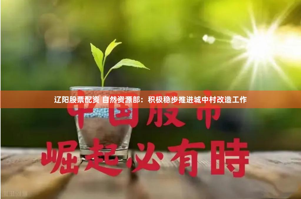 辽阳股票配资 自然资源部：积极稳步推进城中村改造工作