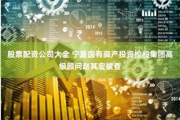 股票配资公司大全 宁夏国有资产投资控股集团高级顾问赵其宏被查